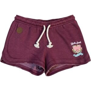 Pop Surf Born in Brooklyn Myrtle Beach Shorts Womens Medium Maroon Fleece Lounge